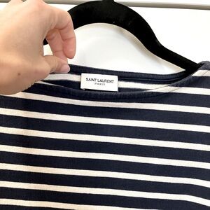 Vintage Saint Laurent Striped Top - Navy and White
